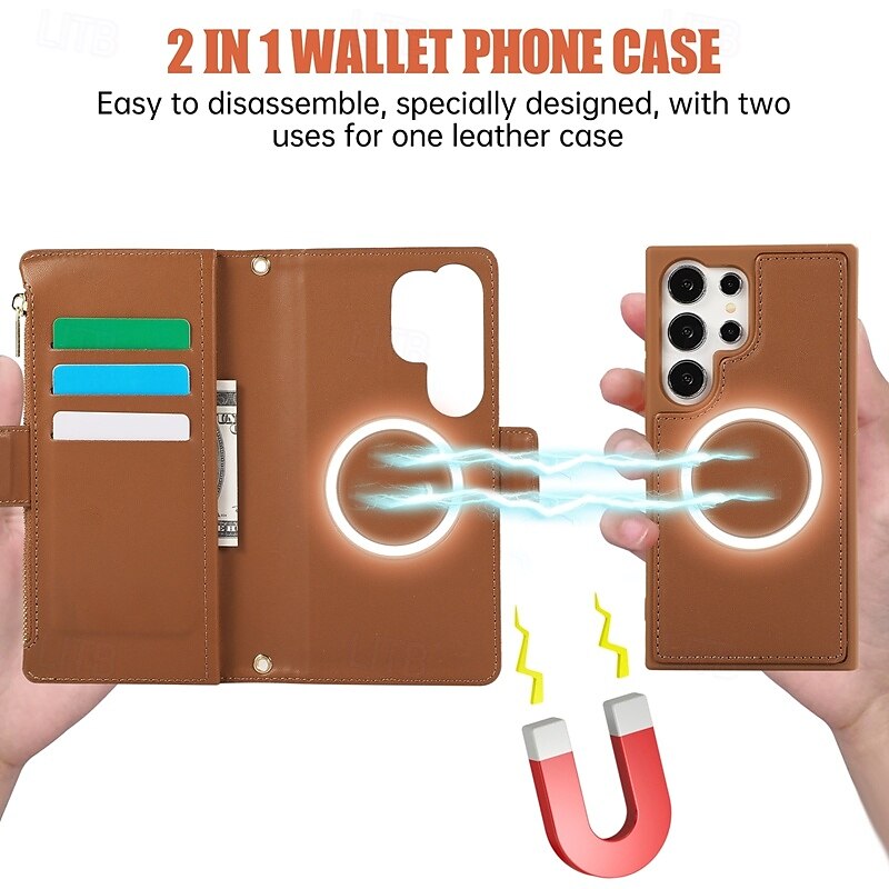 Phone Case For S24 S24 Ultra Plus S23 S22 S21 S20 Ultra Plus FE Wallet Case with Stand Holder Magnetic with Lanyard Retro TPU PU Leather 2025 - $35.99 –P11