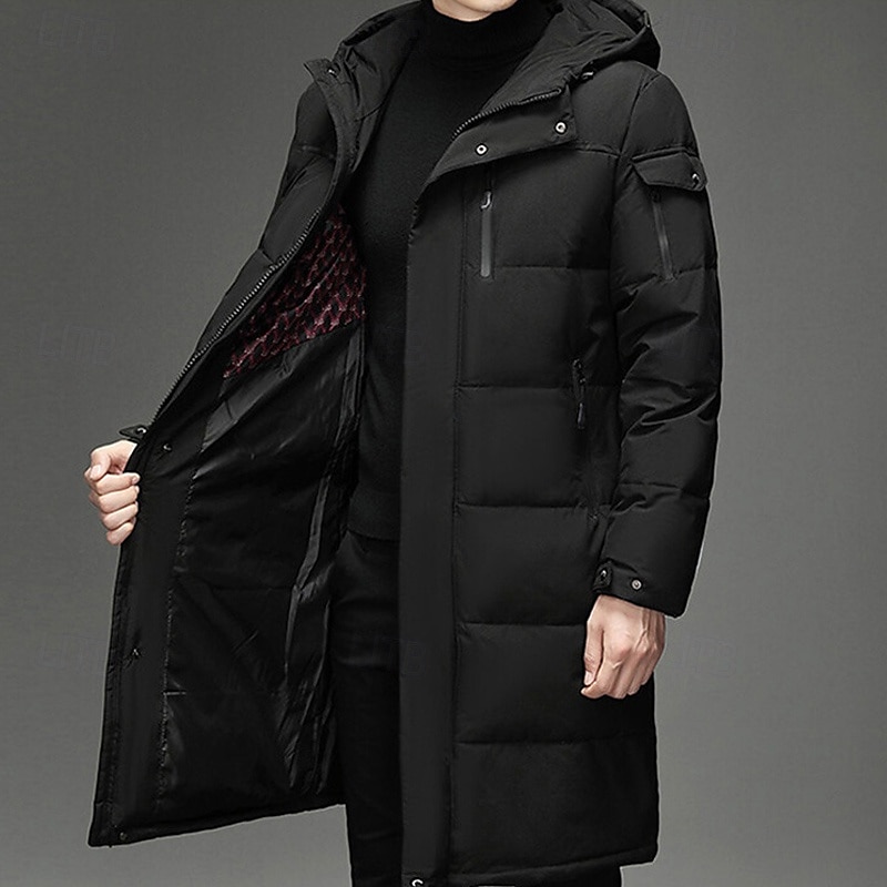 Herren Wintermantel Daunenjacke puffer jacket Gefütterte Jacke Tasche Weiße Entendaunen Urlaub Freizeitskleidung Verabredung Lang Modisch Brautkleider schlicht Komfortabel warm Herbst Winter Solide 2025 - $63.99 –P12