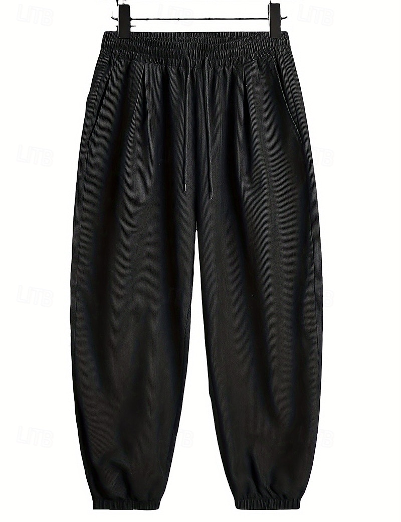 Herr Joggingbyxor Joggare Manchesterbyxor Långbyxor Harem byxor Snörning Elastisk midja Opressade byxor Slät Komfort Varm Fullängd Utomhus Ledigt Dagligen Sport Mode Svart Grå 2025 - $25.99 –P5