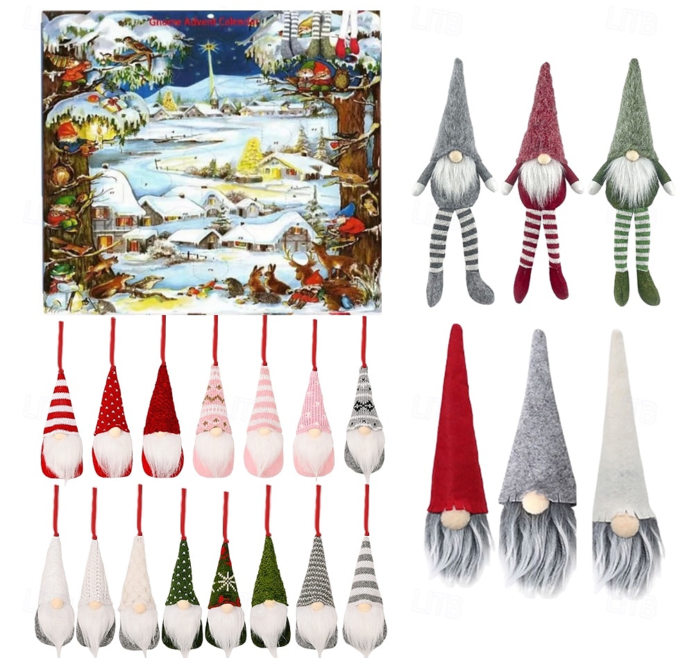 calendar de advent gnome de Crăciun 2024, 24 piese decor gnome calendarul de advent de Crăciun numărătoare inversă de Crăciun, figurine de jucărie de colecție păpușă pitică gonks, ornament de calendar 2025 - $59.99 –P8