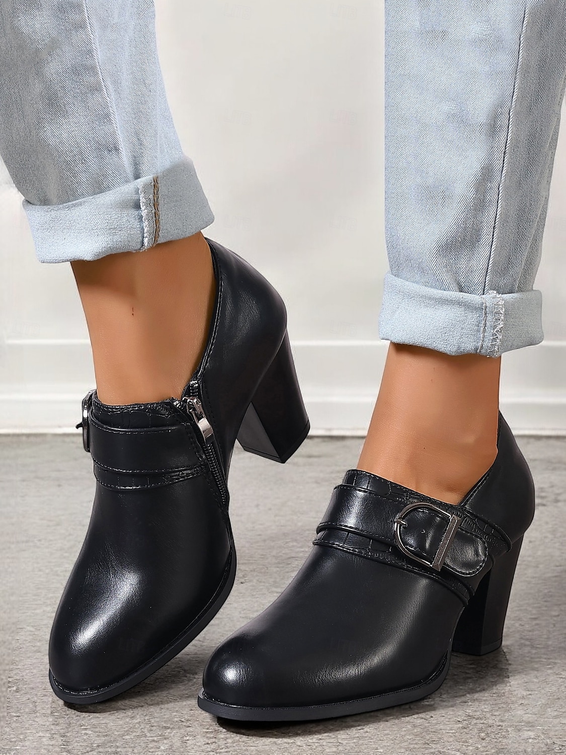 Women's Faux Leather Buckle Strap Heeled Shoes – Stylish Block Heels for Casual and Office Wear 2025 - $46.99 –P3