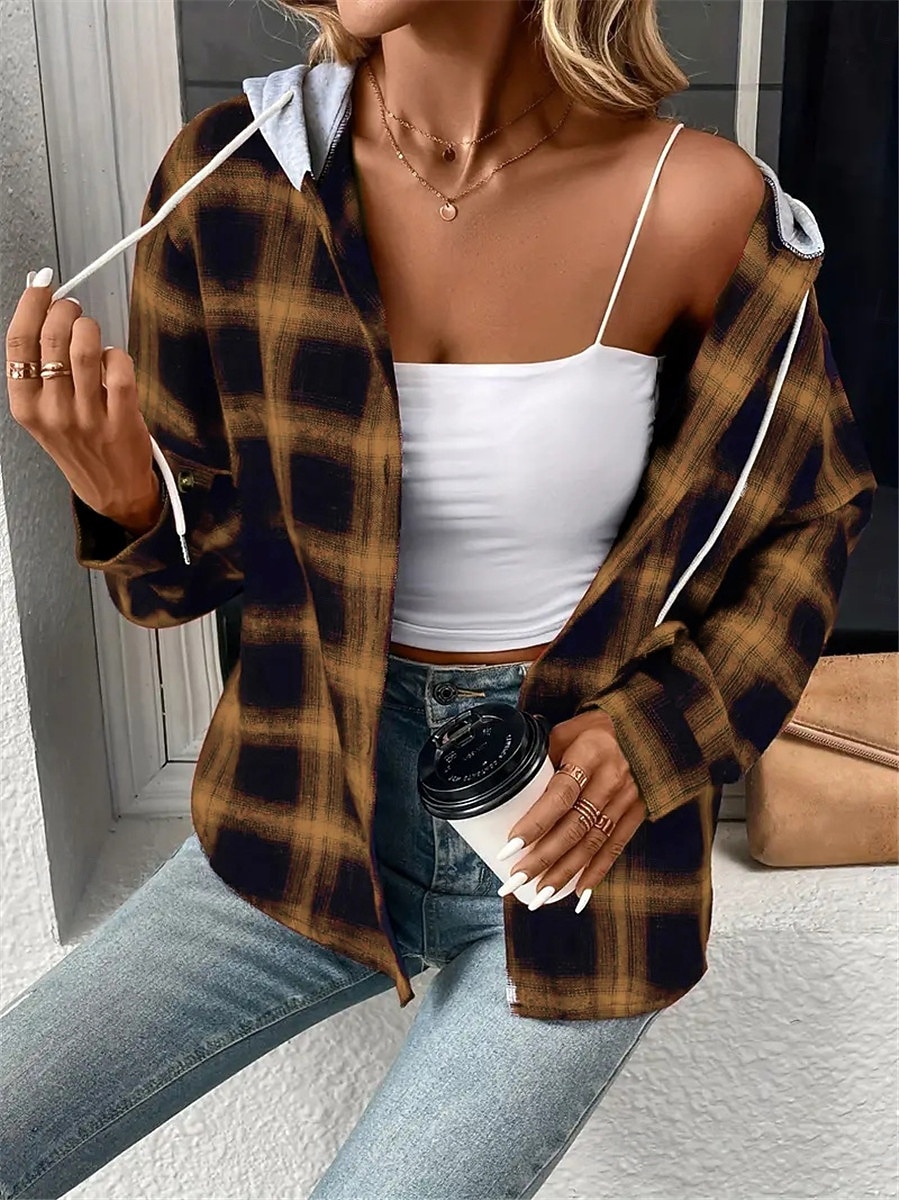 Veste décontractée Femme Extérieur Plein Air Usage quotidien mode Décontractées Avec poches Imprimer Normal Manteau Rose Claire Rouge Marron Automne Hiver Boutonnage Simple Sweat à capuche Standard S de 2025 ? $27.99 –P4