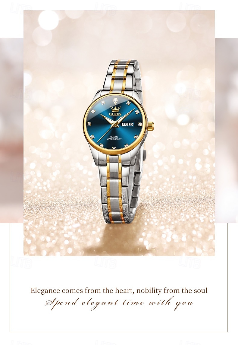 OLEVS 3612 Original Elegant Quartz Ladies Watch Week Calendar Display Dress Watch For Women Waterproof Stainless Steel Clock 2025 - $31.99 –P7
