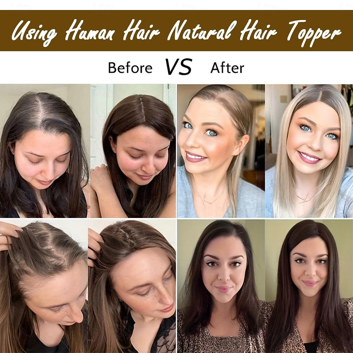 topper per capelli 9.8" topper per capelli umani per donne topper per capelli color castano scuro per capelli diradati topper per capelli umani 100% veri per donne del 2025 a $125.99 –P5