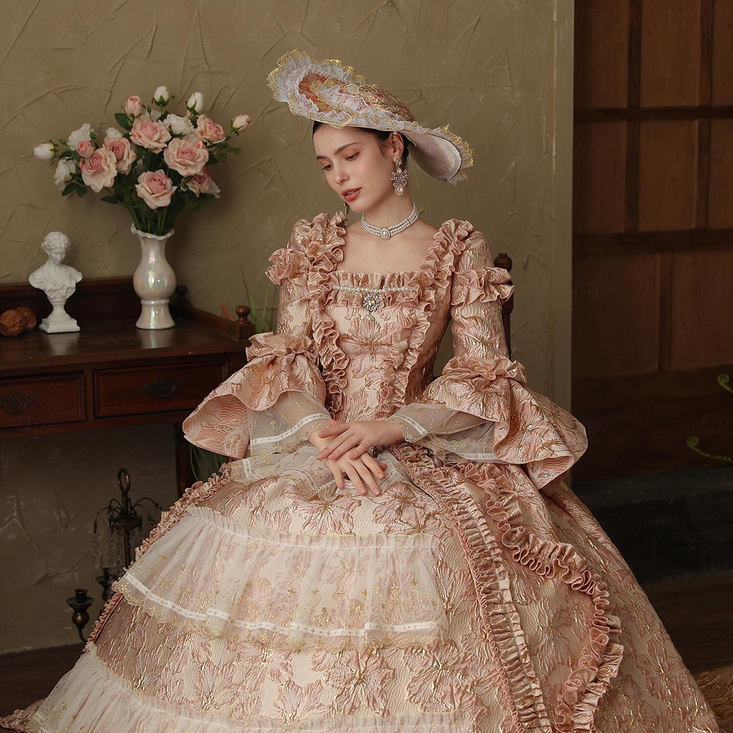 Gothic Rococo Vintage Inspired Dress Cosplay Wigs Party Costume Princess Shakespeare Solid Color Ball Gown Women's Christmas Halloween Carnival Party Evening Party Masquerade Adults' Dress All Seasons 2025 - $287.99 –P7
