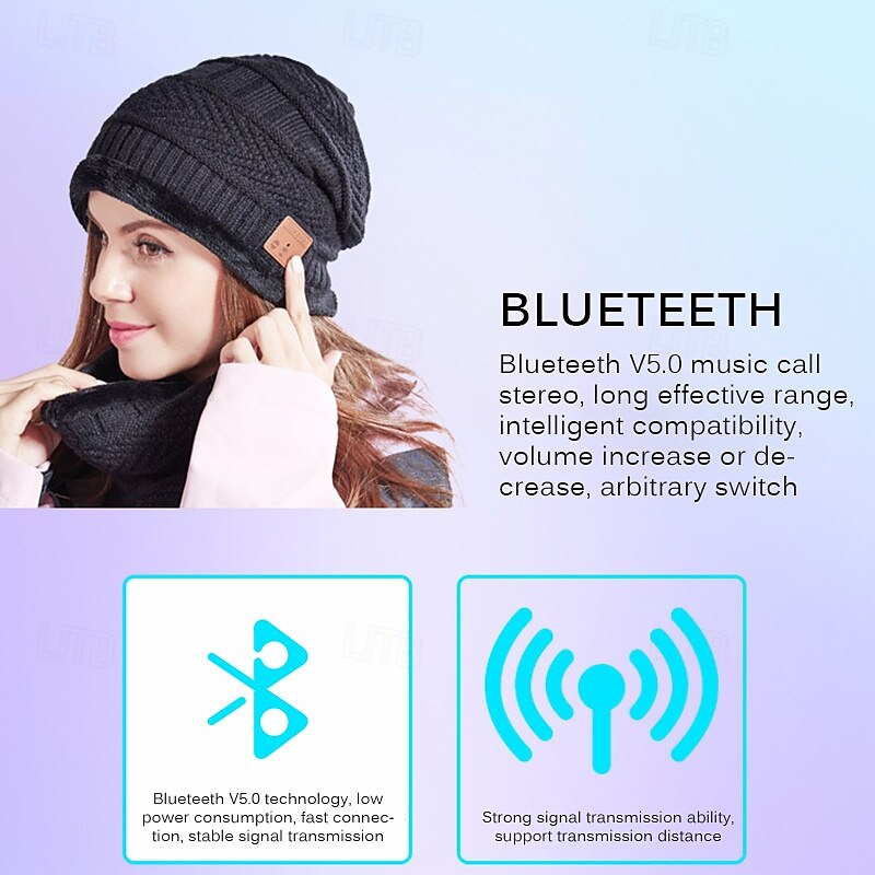 Bluetooth Beanie with Scarf Bluetooth Rechargeable Knit Cap with Wireless Hands Free Head Hat Christmas Gift for Men and Women 2025 - $25.99 –P6