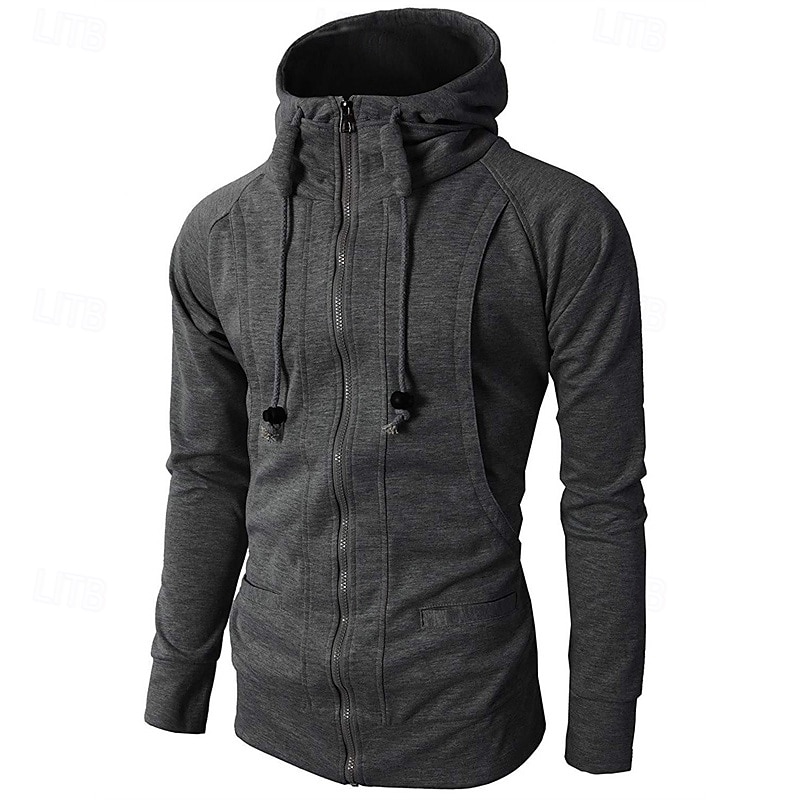 Voor heren Hoodie met rits Hoodie met volledige rits Fleece hoodie Zwart Wijn Leger Groen Marineblauw Khaki Capuchon Effen Rits omhoog Zak Sport & Outdoor Dagelijks Feestdagen Polyester Streetwear 2025 - $20.99 –P3