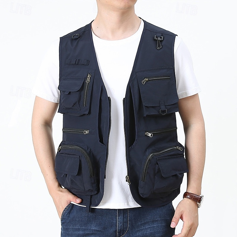 Herren Weste für Wanderer Wander-Fleeceweste Ärmellos Weste Außen Atmungsaktiv Komfortabel Tasche Polyester Schwarz Armeegrün Rot Jagd Angeln Klettern 2025 - $26.99 –P13