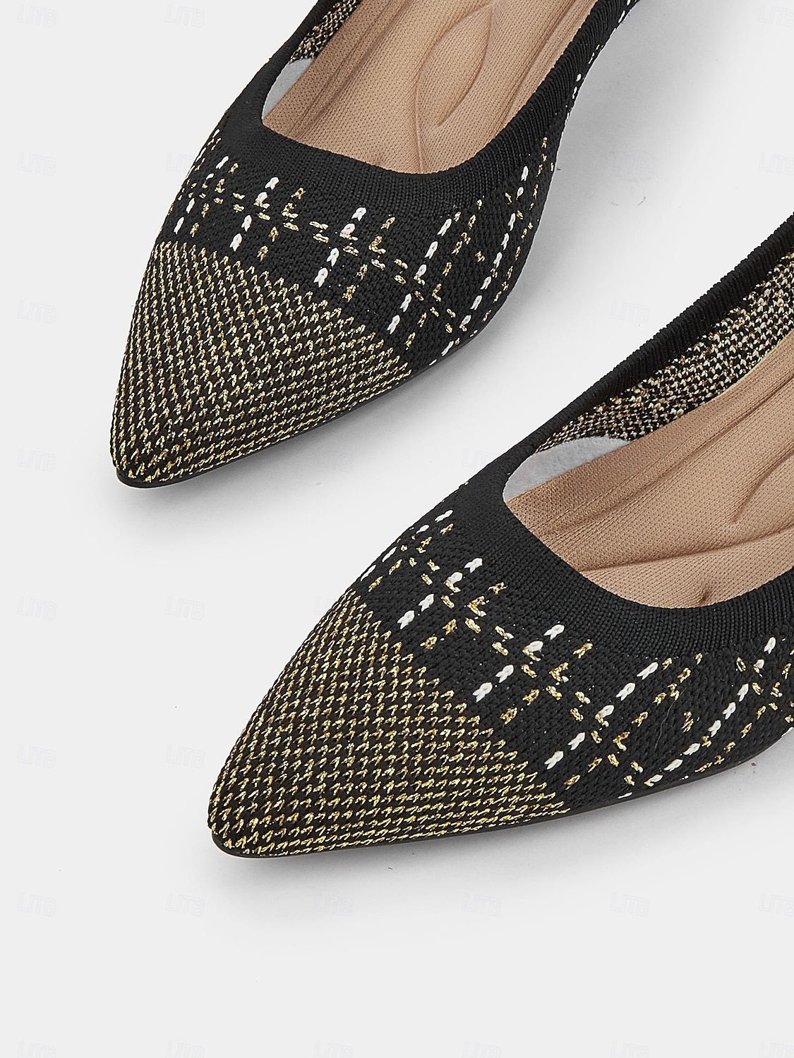 Elegante zwarte kitten heels voor dames - puntige neus met gouden draaddetails, comfortabel en stijlvol voor op kantoor en 's avonds 2025 - $36.99 -P5
