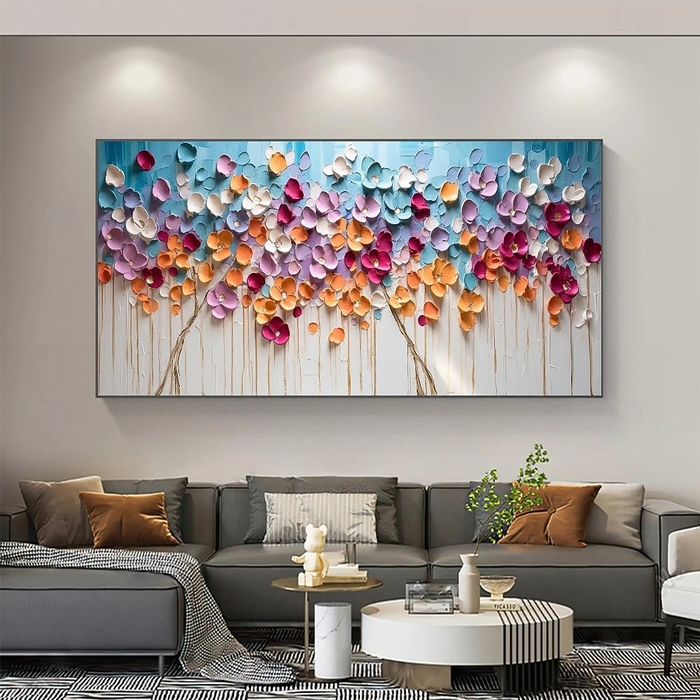 Ölgemälde handgemaltes 3D-Blumengemälde, handgefertigtes Palettenmesser, Blumen, Ölgemälde, Wandkunst, großes 3D-weißes Strukturgemälde, moderne dekorative Gemälde, Impressionismus, abstraktes weißes 2025 - $77.99 –P5