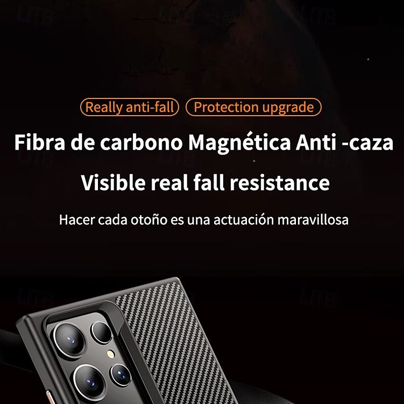 Phone Case For S24 Ultra S24 Plus S24 S23 S23 Ultra S23 Plus S25 Ultra Back Cover with Stand Holder Magnetic Support Wireless Charging Retro TPU Carbon Fiber 2025 - $21.99 –P1