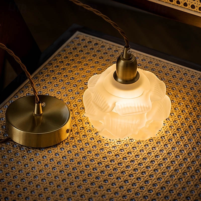 oświetlenie sufitowe retro kwiat styl szklany wiszący klosz lampy biały szklany minimalistyczny kwiat sufit wiszący lampa oprawa 2025 - $67.99 –P4