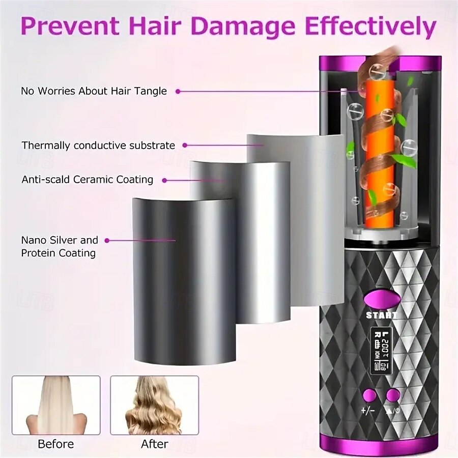 Wireless Automatic Hair Curlers Rechargeable Automatic Hair Curlers Adjustable Temperature and Timer Portable Wireless Hair Styling Tools Mother's Day Gifts Women's Gifts 2025 - $31.99 –P13