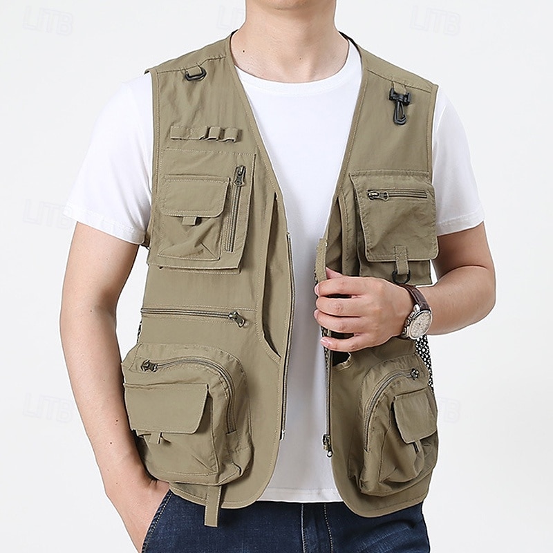 Herren Weste für Wanderer Wander-Fleeceweste Ärmellos Weste Außen Atmungsaktiv Komfortabel Tasche Polyester Schwarz Armeegrün Rot Jagd Angeln Klettern 2025 - $26.99 –P5