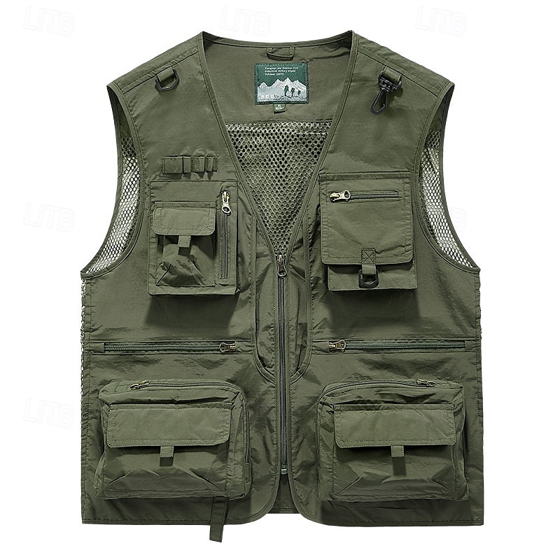 Men's Hiking Vest Hiking Fleece Vest Sleeveless Vest Outdoor Breathable Comfortable Pocket Polyester Black White Army Green Hunting Fishing Climbing 2025 - $35.99 –P15