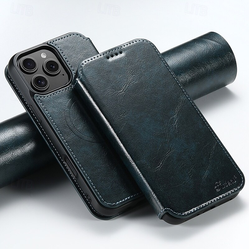 телефон Кейс для Назначение iPhone 17 Pro Max 17 Air i16 15 14 Pro Max Plus 13 12 Pro Max Кейс на заднюю панель со стендом Магнитный Поддержка беспроводной зарядки Ретро ТПУ Кожа PU 2025 - $22.99 –P10