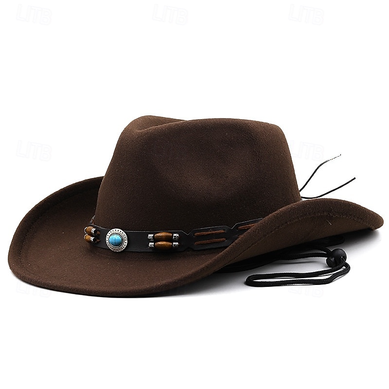 Férfi Kentucky Derby Hat Szalmakalap Cowboy kalap Fedora Trilby kalap Fekete Bor Gyapjú Régies stílus Divat 18. század Texas állam Napi Témakör Egyszínű / Sima szín Fényvédő Szerepjáték 2026 - $20.99 –P3