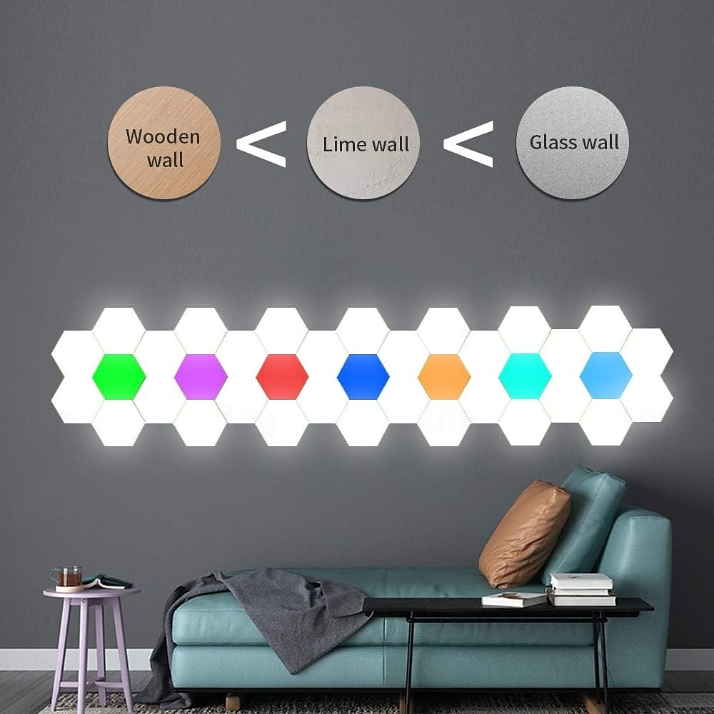 LED Smart Light Hexagonal LED Remote Control Wall Light, Modular Touch Color DIY Lighting for Bedroom, Bathroom, Living Room, Parties and Holidays 6-10 Piece Set 2025 - $64.99 –P10