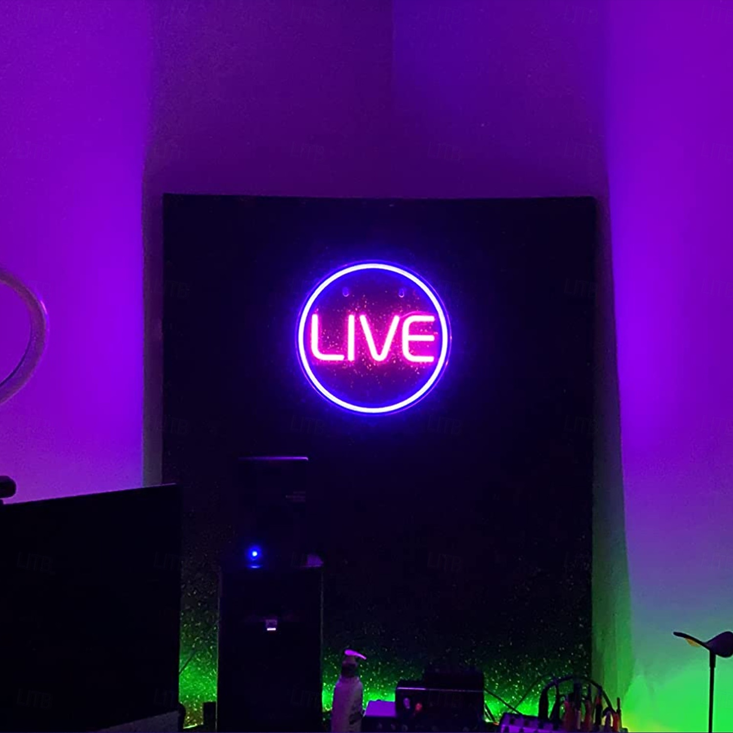 lumini cu neon live, lumini cu neon cu led live, lumini cu LED rotunde pentru jucători - semn cool de streaming/înregistrare live pentru studio, perete, dormitor, decor sala de jocuri 2025 - $55.99 –P3