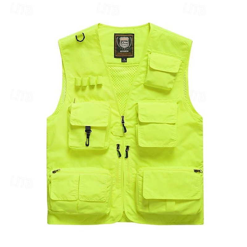 Herren Weste für Wanderer Wander-Fleeceweste Ärmellos Weste Außen Atmungsaktiv Komfortabel Tasche Polyester Dunkelgrau Schwarz Gelb Jagd Angeln Klettern 2025 - $32.99 –P14