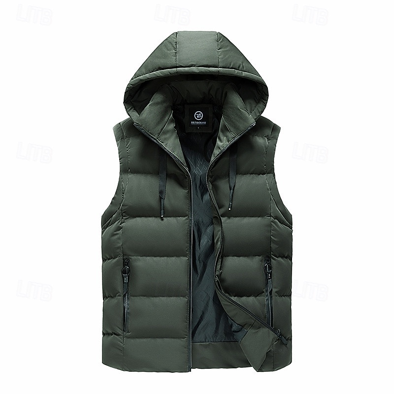Miesten Puffer Vest Pehmustettu Liivi Gilet Tikattu liivi Päivittäin Deitti Loma Muoti Vapaa-aika Syystalvi Tasku Polyesteri Pidä lämpimänä Mukava Tavallinen Vetoketju Hupullinen Normaali Musta 2025 - $48.99 –P15