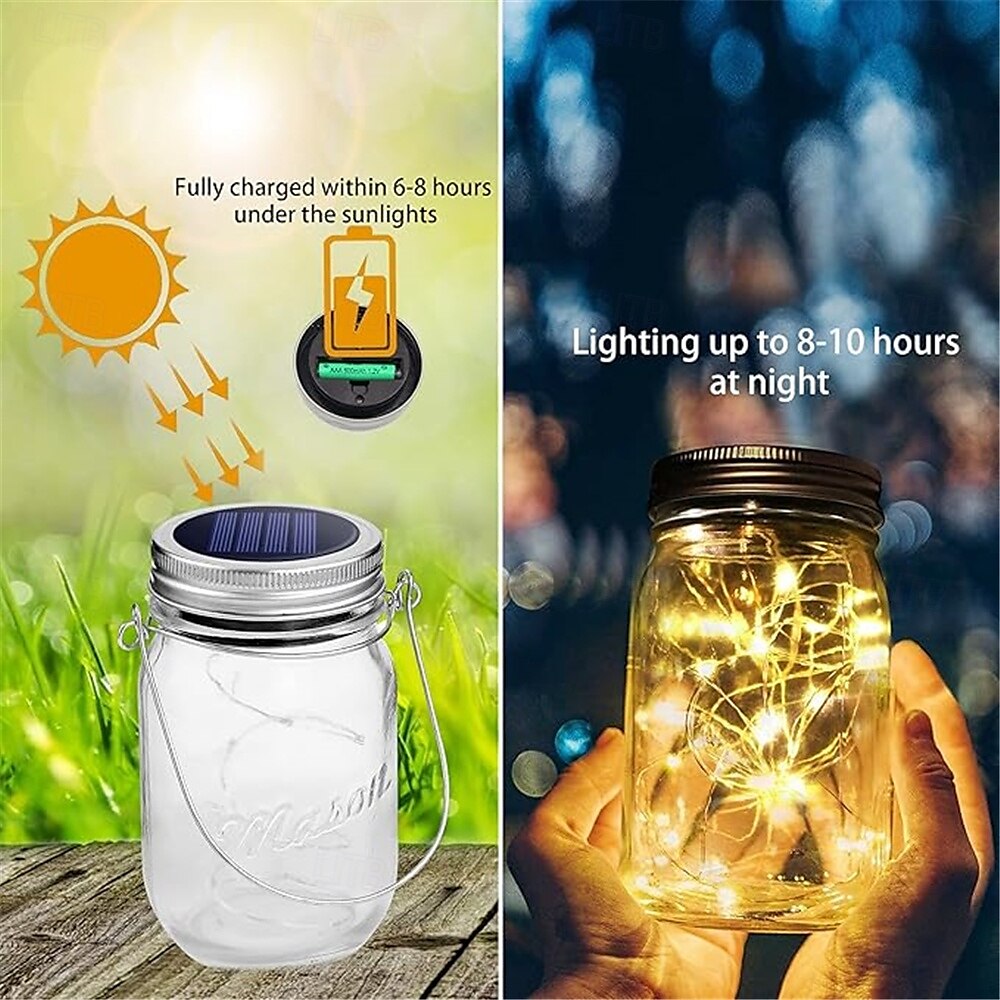 6 τμχ 2m ηλιακά φωτάκια φαναριού led, 20 led φωτάκια κήπου για χριστουγεννιάτικο γάμο & διακόσμηση εξωτερικού χώρου ζεστό λευκό, λευκό, μωβ, ροζ, κόκκινο, πράσινο, μπλε και κόκκινο χρώμα πηγής 2025 - $39.99 –P6