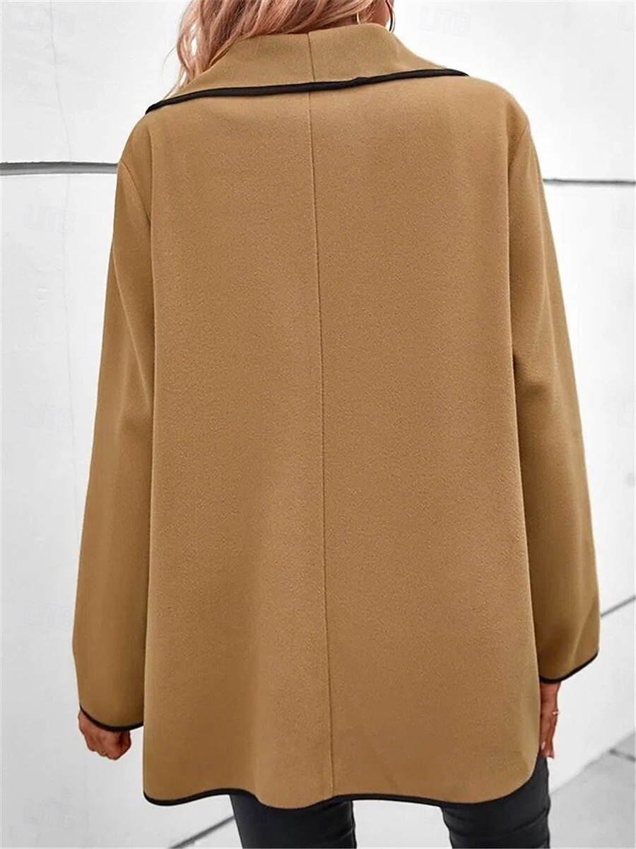 Women's Winter Coat Outdoor Street Daily Wear Fall Winter Regular Coat Regular Fit Thermal Warm Breathable Stylish Casual Jacket Long Sleeve Plain Oversize Camel 2025 - $41.99 –P2