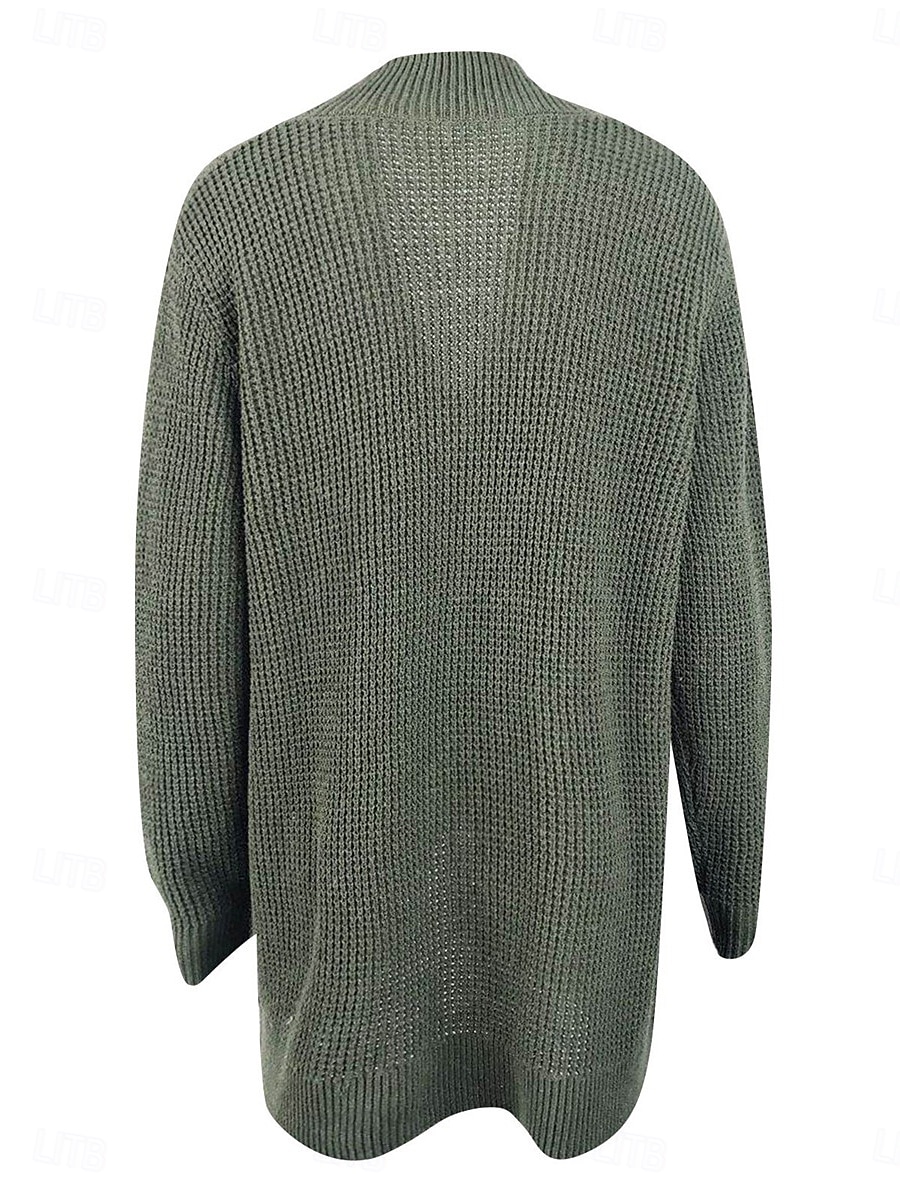 Women's Sweater Cardigan Casual Soft Pure Color Ribbed V Neck Pocket Knitted Long Sleeve Regular Tops Knit Outdoor Daily Weekend Army Green Gray Fall Winter 2025 - $56.99 –P4