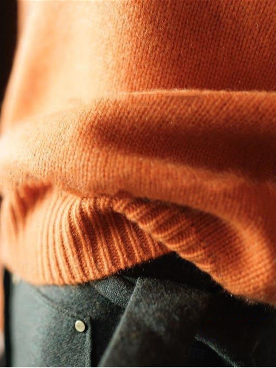 Dam Tröja Pullover tröja Ledigt Mjukt Ren färg Ribbad Polokrage Stickat Långärmad Vanliga toppar Sticka Utomhus Dagligen Helgen Marinblå Orange Höst Vinter 2025 - $35.99 –P5