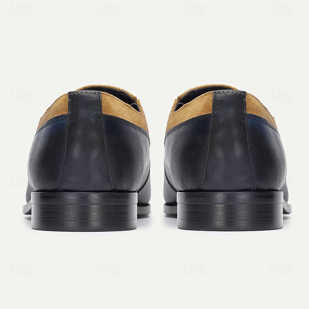 kvalitetssko for menn med okseskinn og semsket skinn - elegante blå og brune brogue-formelle sko for spesielle anledninger 2025 - $99.99 –P4