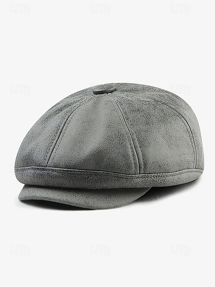 Men's Vintage Newsboy Cap – Stylish Faux Leather Look Flat Cap for Casual or Formal Wear, Available in Multiple Colors 2025 - $18.99 –P8