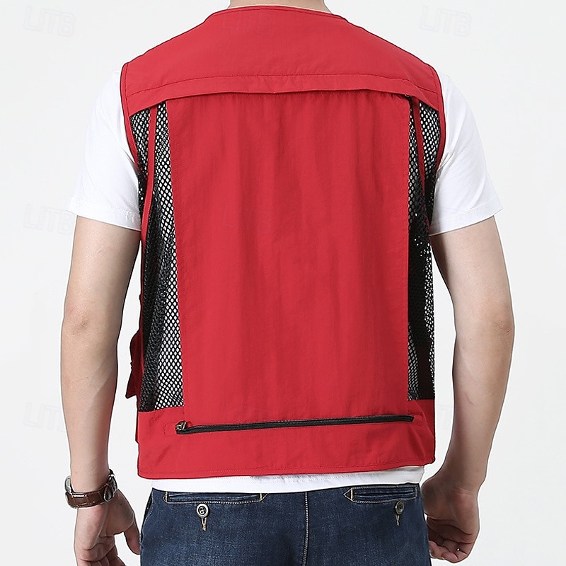 Herren Weste für Wanderer Wander-Fleeceweste Ärmellos Weste Außen Atmungsaktiv Komfortabel Tasche Polyester Schwarz Armeegrün Rot Jagd Angeln Klettern 2025 - $26.99 –P8