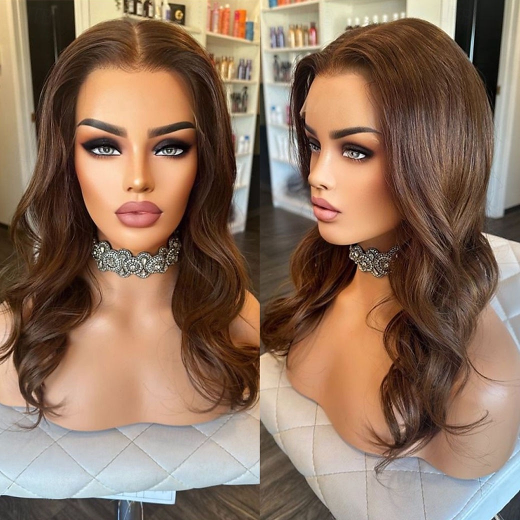 parrucca frontale in pizzo 13x4 con capelli umani remy brasiliani parrucca color castano chiaro attaccatura naturale parrucche senza colla 100% capelli vergini pre-pizzicate per parrucche da donna del 2025 a $235.79 –P1