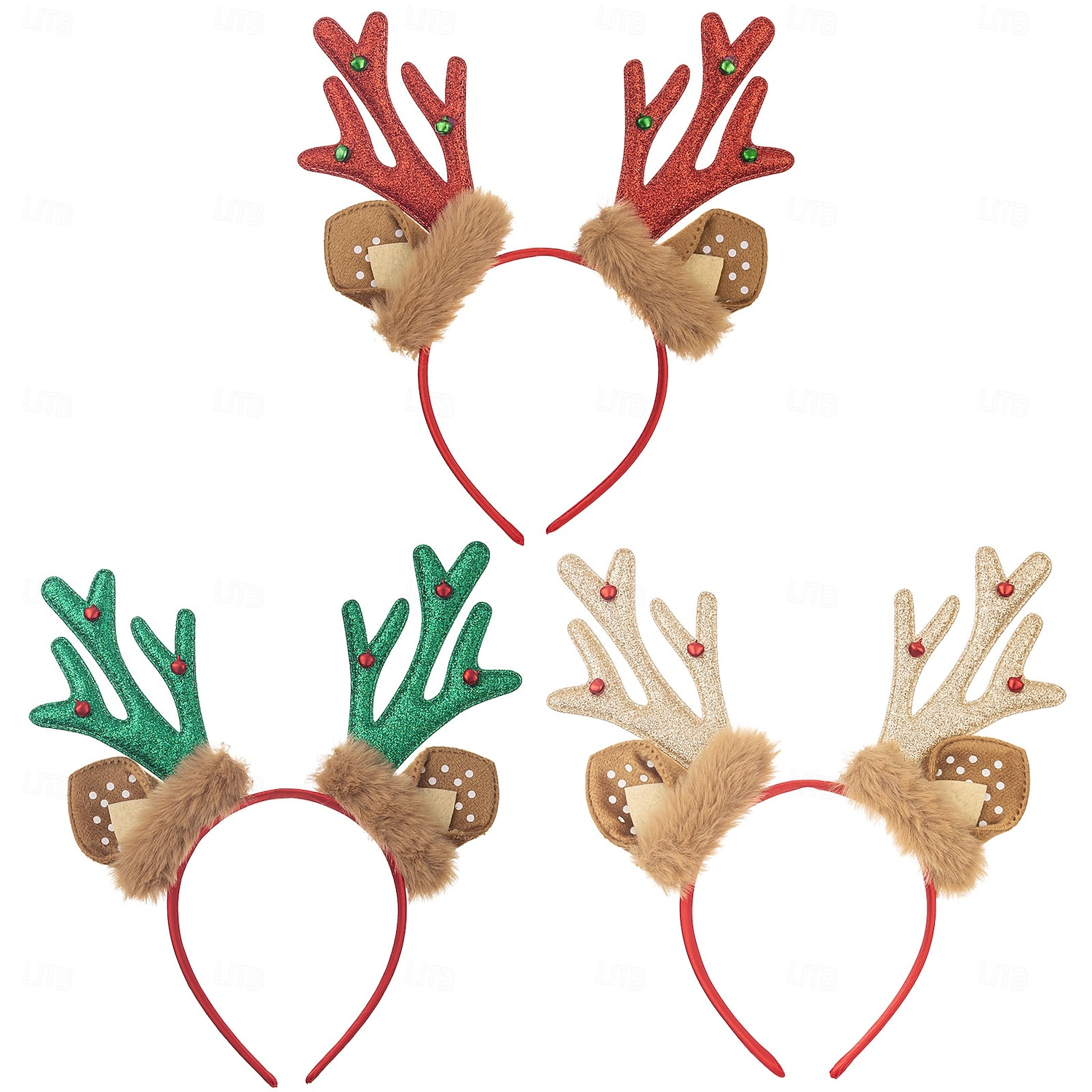 fascia per capelli con corna di renna natalizia, accessorio per capelli in corna  di peluche per, image size:1500x1500