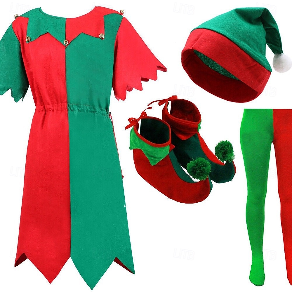 Elfo Accesorios Disfraz de Navidad Hombre Mujer Chico Chica Navidad Año Nuevo Nochebuena Navidad Adultos Niños Fiesta Navidad Calcetines Zapatos Sombrero Pijama Mono 2025 - $29.99 –P4