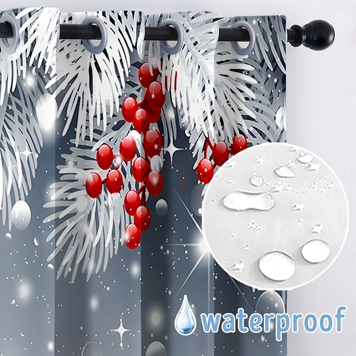 vánoční ozdoby santa voděodolný venkovní závěs soukromí, posuvné závěsy na terasu, závěsy na pergolu, průchodka pro altán, balkon, veranda, párty, 1 panel 2025 - $42.99 –P4