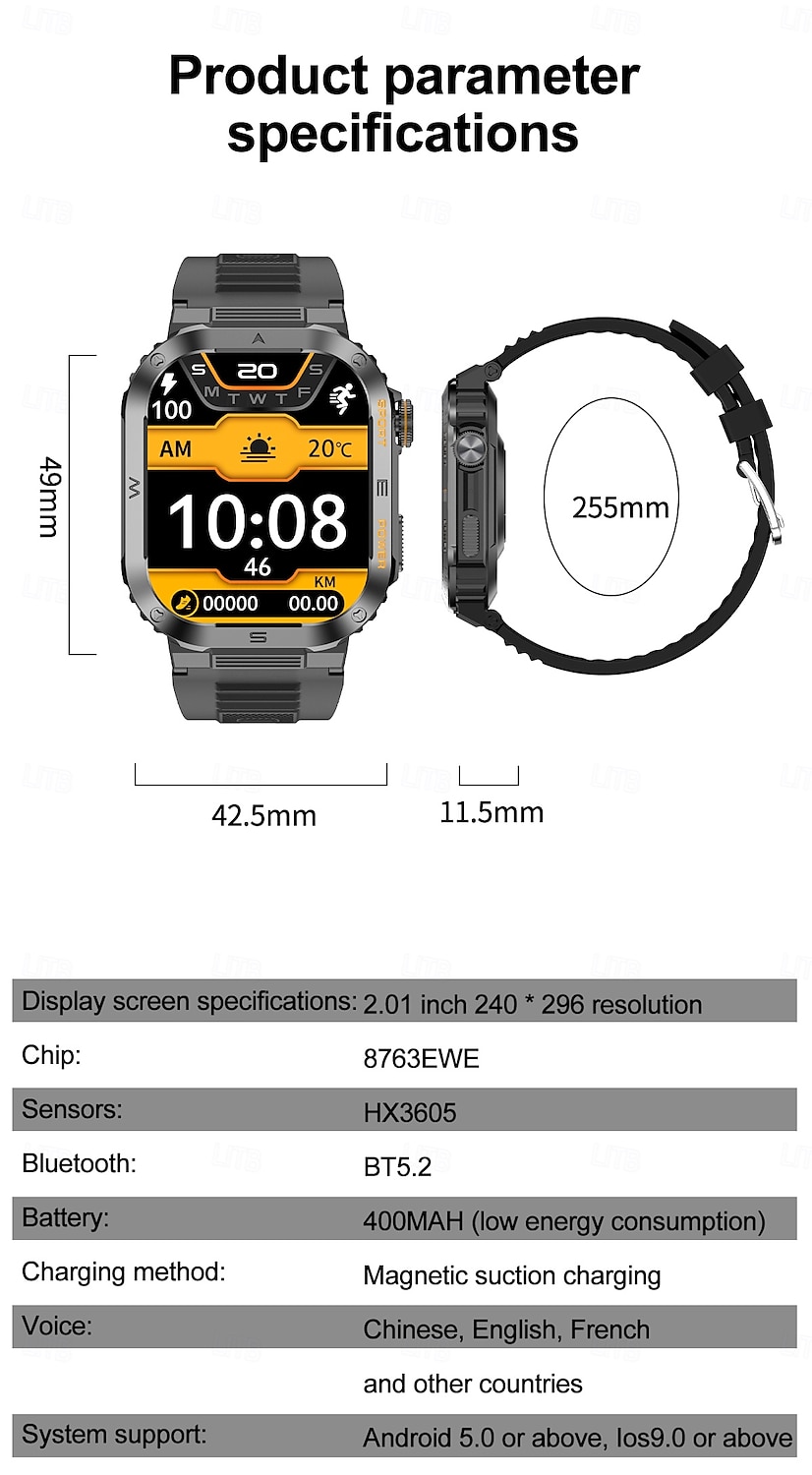 MT39 Smart Watch 2.01inch Large Screen Bluetooth Call Heart Rate Health Monitor Outdoor Sports AI Voice Assistant Smartwatch 2025 - $43.99 –P17