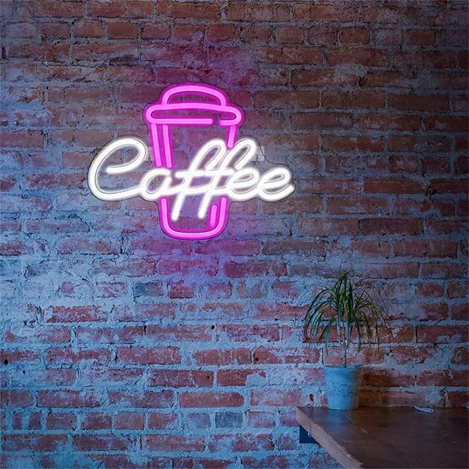 enseigne au néon café - rose &néon LED blanc pour café, bar, restaurant, décoration murale alimentée par USB pour chambre, pub, fête d'anniversaire de 2025 ? $64.99 –P2