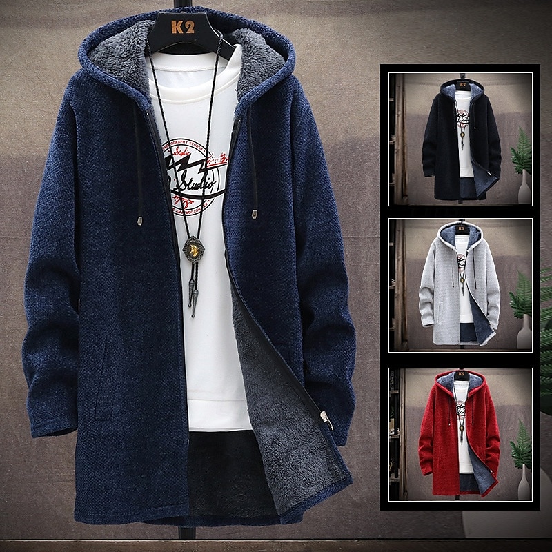 Homens Sueter Cardigan Suéter com zíper Suéter de malha Estriado Tricotar Túnica Patchwork Bolsos Tecido Com Capuz Moda Clássico Roupa Diária Encontro Roupa Outono & inverno Preto Vinho L XL 2XL de 2025 por $33.99 –P1