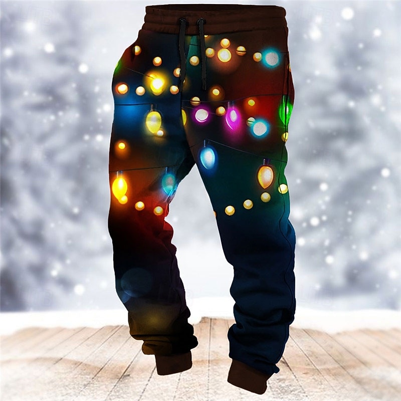 Pantalon imprimé scène de Noël pour homme, jogging décontracté imprimé 3D, pour l'extérieur, la rue, décontracté, quotidien, en polyester, vert, bleu, vert foncé, taille moyenne, élastique, S, M, L de 2025 ? $30.99 –P4