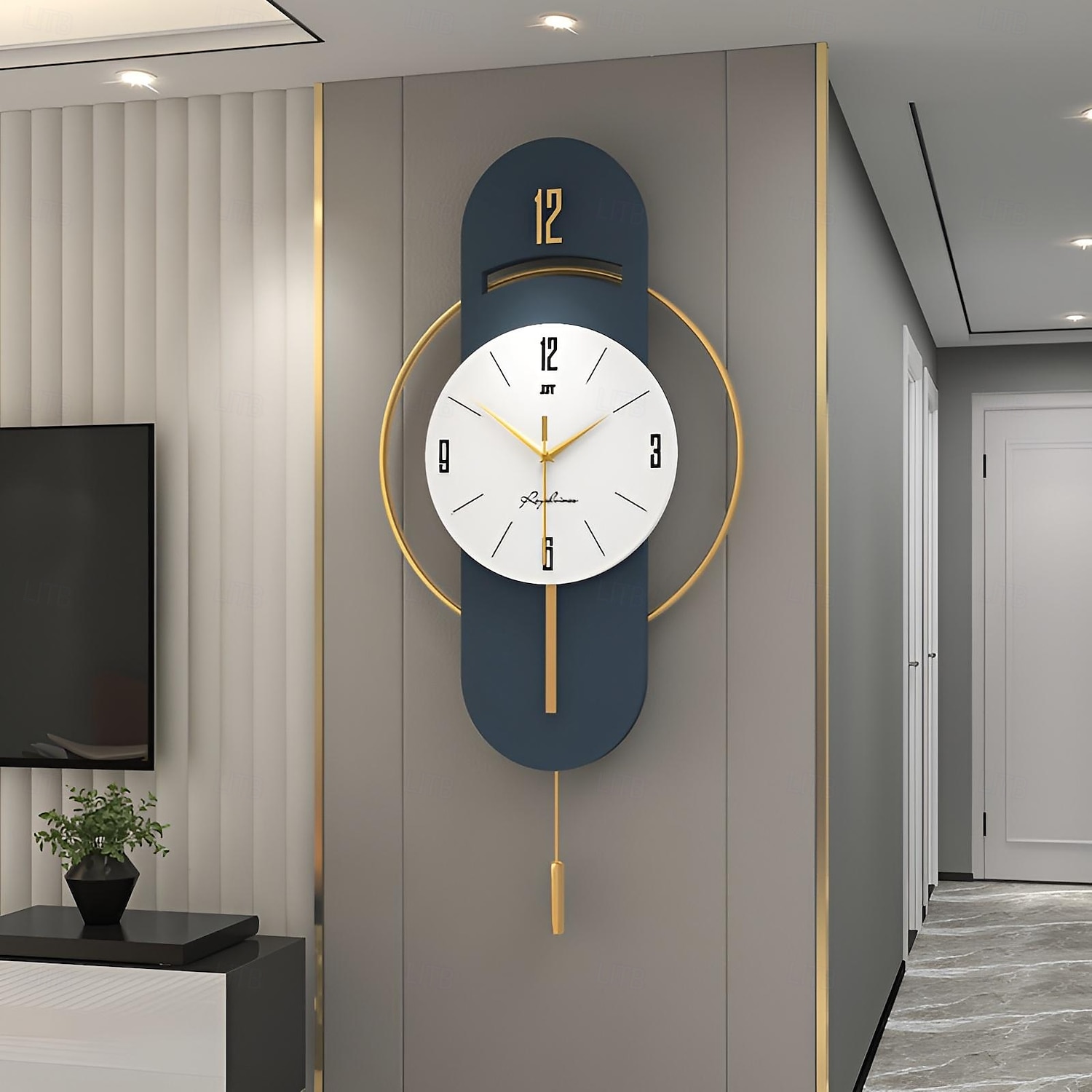 Reloj de pared de cuarzo silencioso con suspensión de tamaño completo, reloj de pared electrónico de péndulo para dormitorio y hogar, reloj de pared silencioso 2025 - $88.99 –P1
