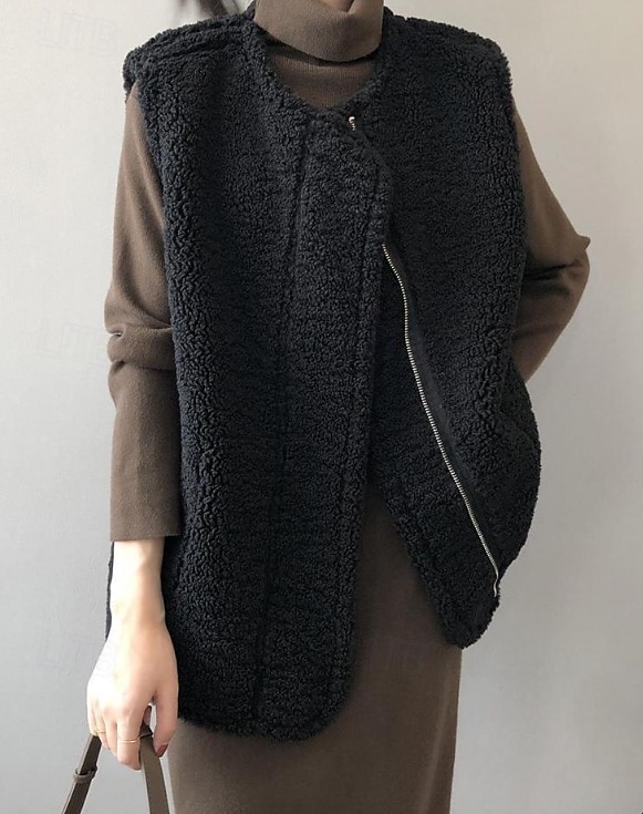Dámské Neformální bunda Venkovní Zip Pevná barva Větruvzdorné Módní Běžný Svrchní oděvy Bez rukávů Podzim Černá M 2025 - $41.99 –P4
