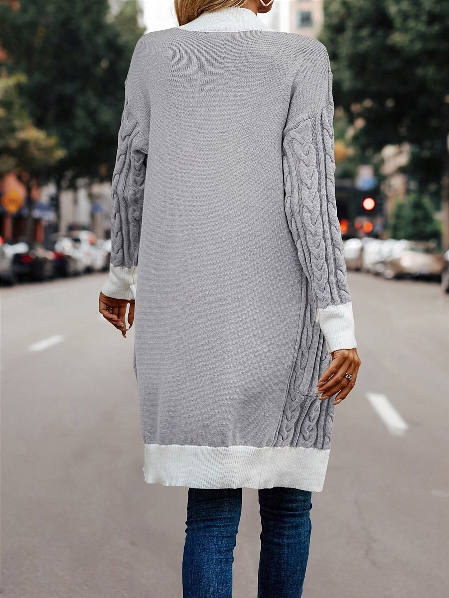 Damen Pullover Strickjacke Brautkleider schlicht Weich Einfarbig Gerippt Öffnung vorne Tasche Strick Langarm Lange Oberteile Stricken Outdoor Täglich Wochenende Rote Khaki Herbst Winter 2025 - $67.99 –P3