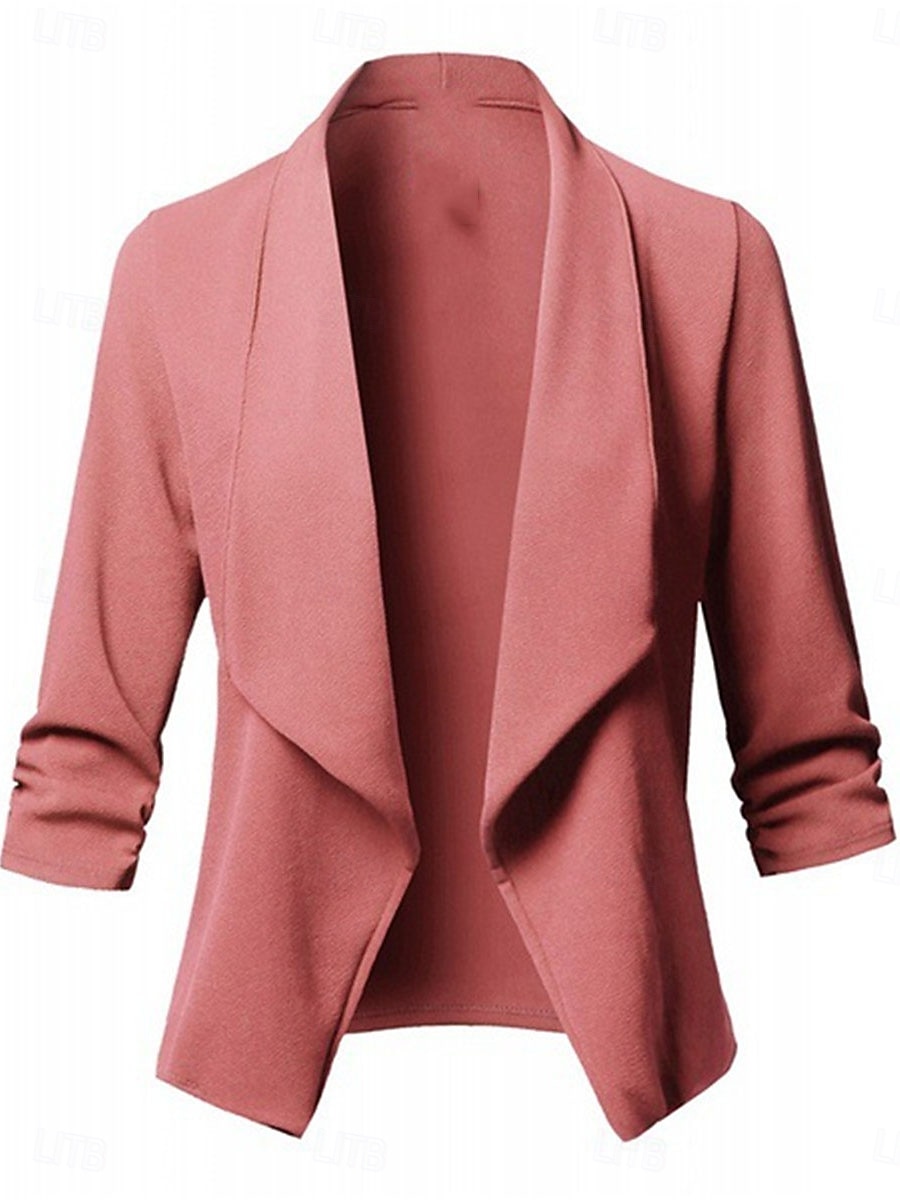 Damen Blazer Sakko Arbeit überdimensional Feste Farbe Atmungsaktiv OL-Stil Regular Fit Oberbekleidung Langarm Herbst Rosa S 2025 - $26.99 –P2