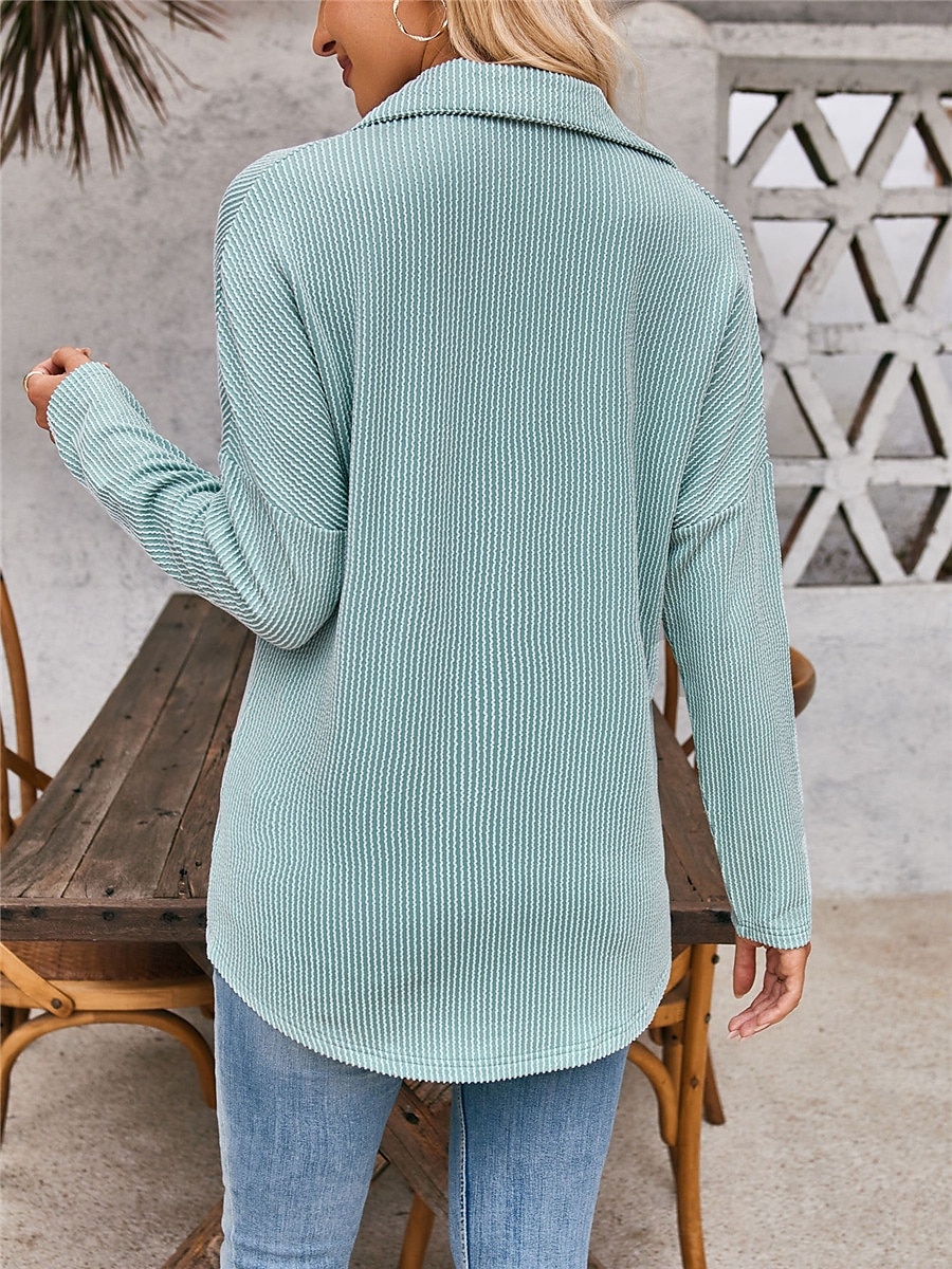 Women's Casual Jacket Outdoor Street Daily Wear Fall Regular Coat Regular Fit Thermal Warm Breathable Stylish Casual Jacket Long Sleeve Stripes and Plaid with Pockets Print Black Blue Khaki 2025 - $34.99 –P2