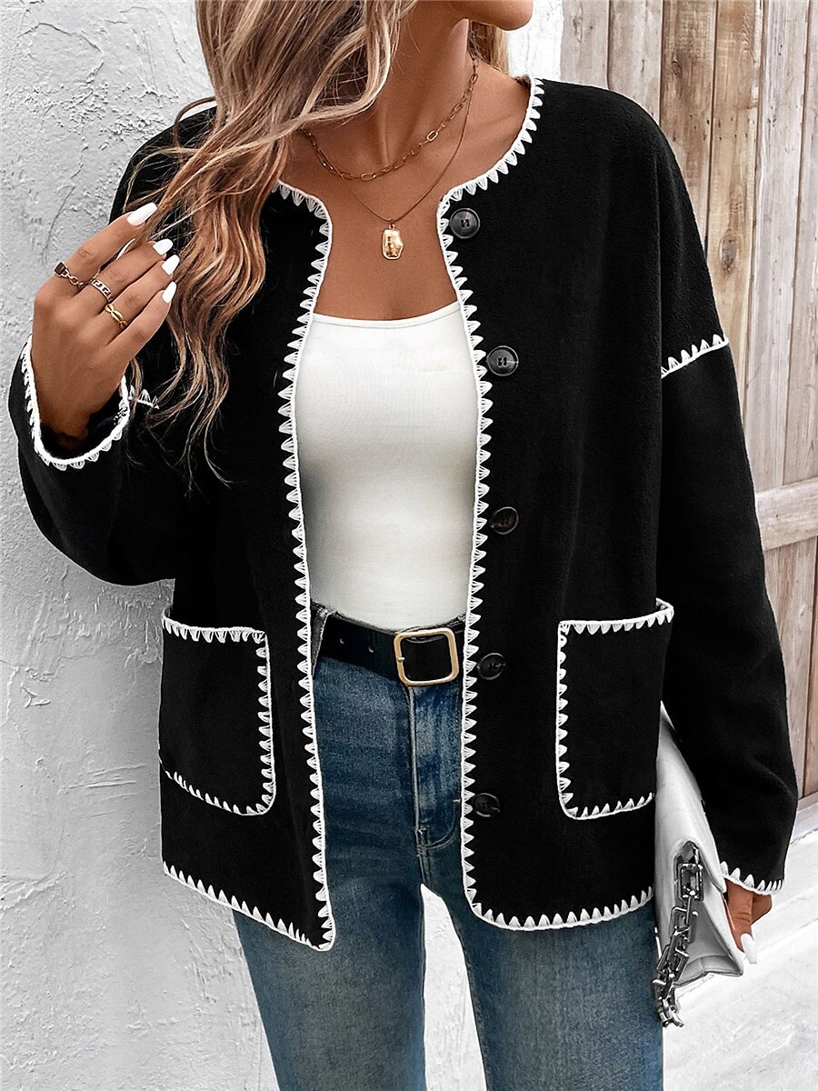 Veste décontractée Femme Extérieur Plein Air Usage quotidien mode Décontractées Avec poches Normal Manteau Noir Automne Hiver Boutonnage Simple Ras du cou Standard S M L XL de 2025 ? $62.99 –P2
