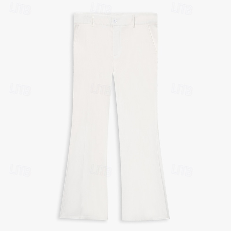 Herr Kostymbyxor Flared byxor Bell Botten Långbyxor Ficka Slät Komfort Andningsfunktion Fullängd Utomhus Dagligen Utekväll Elegant Mode Vit Mörkgrå Elastisk 2025 - $27.99 –P4