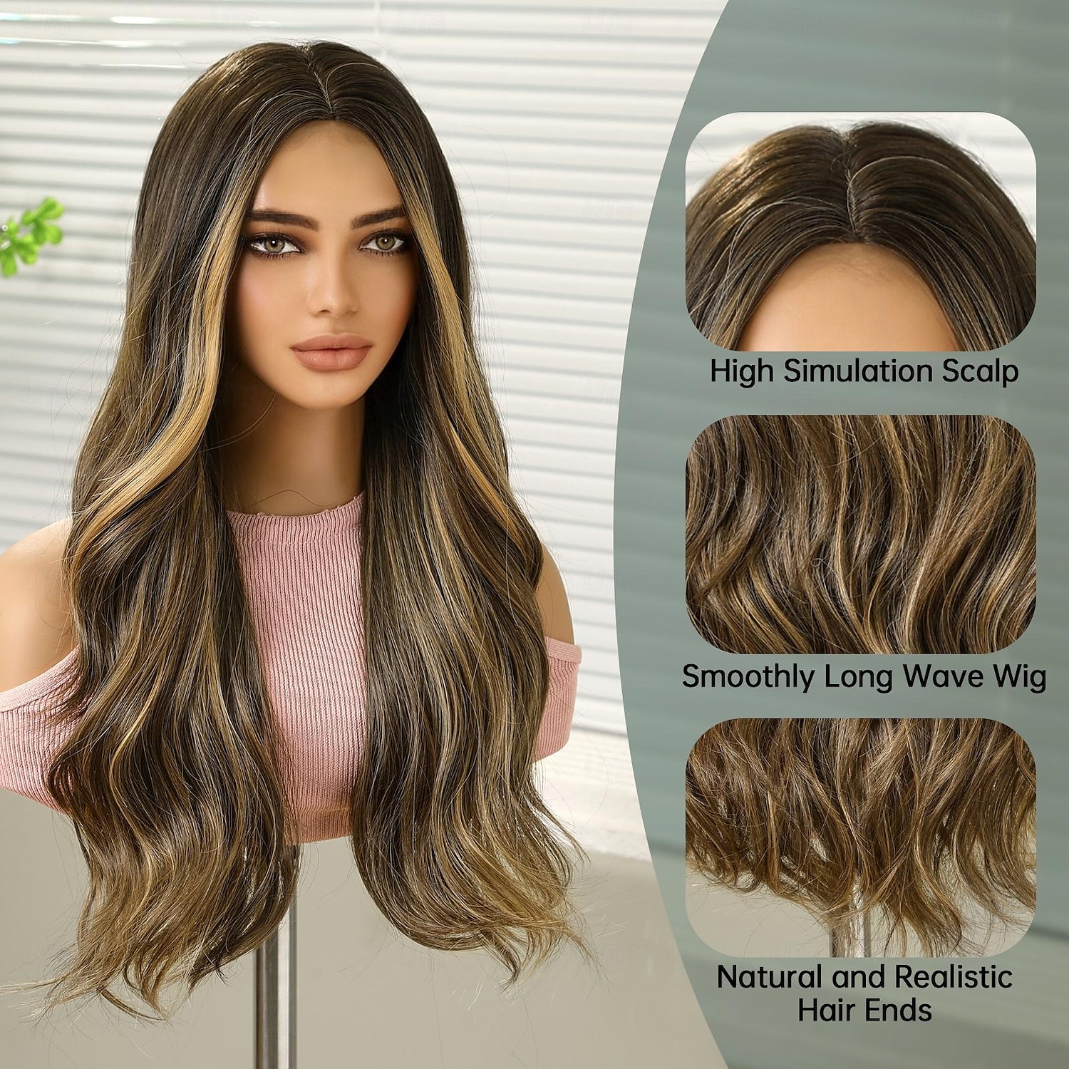 Perruque Synthétique Bouclé Ondulé Partie médiane Fabriqué à la machine Perruque 26 pouces Noir / Brun Cheveux Synthétiques Femme Mignon Cosplay Soirée Blond de 2025 ? $40.99 –P2