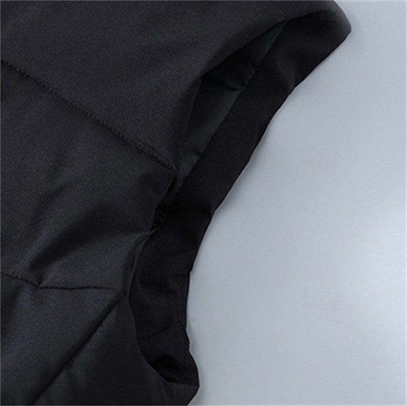Herr Pufferväst Vadderad Gilet Quiltad väst Dagligen Datum Semester Mode Ledigt Höst vinter Ficka Polyester Håller värmen Bekväm Ensfärgat Dragkedja Huva Normal Svart Mörkröd Rubinrött Väst 2025 - $35.99 –P7