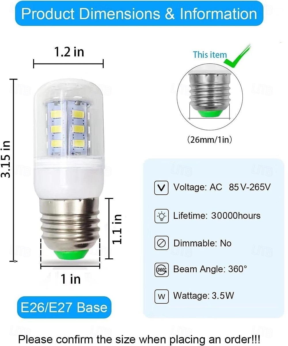 2025年 E26 LED 冷蔵庫用電球 3W 120V 400lm 40W 相当 フリジッドエア電球 2 個パック  コレクション – $13.49 –P1